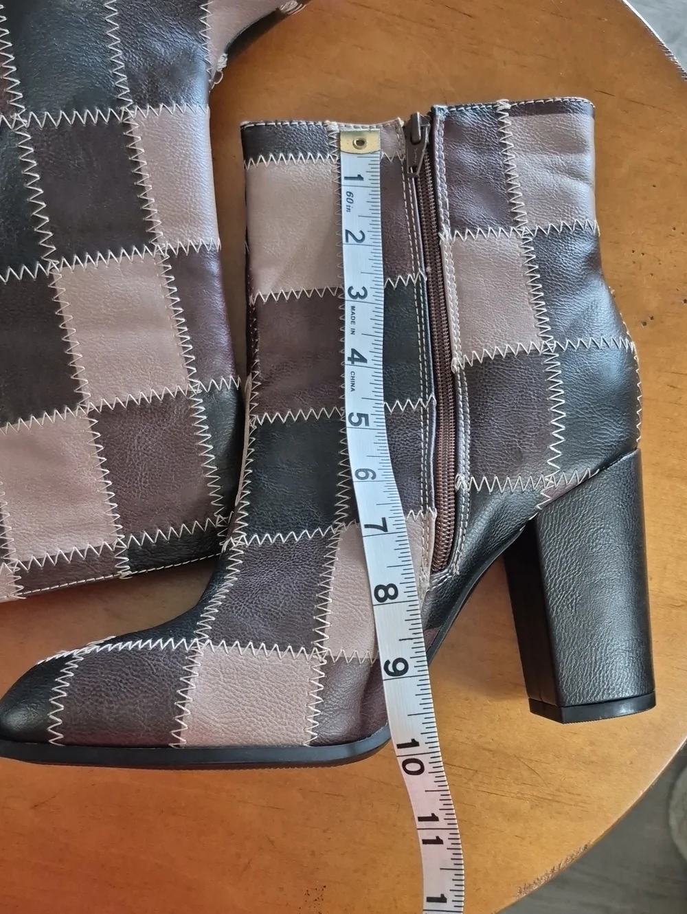 Cato Patchwork Brown Vegan Leather 4